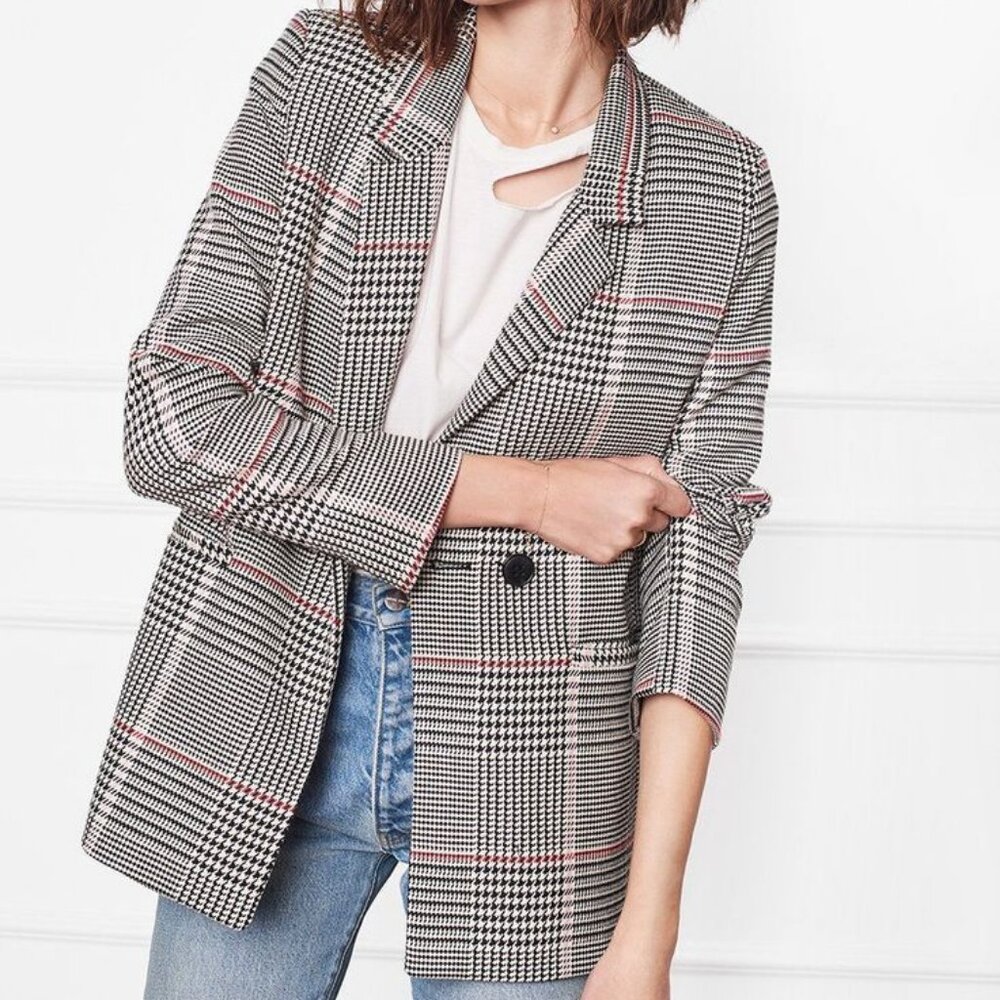 Anine Bing Madaleine Plaid Blazer